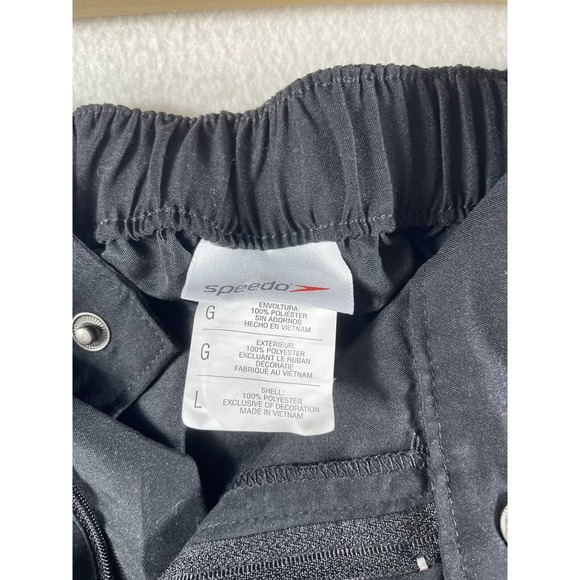 Speedo Men's Shorts Black Size L pockets snap and zipper closure back elastic - Picture 3 of 7